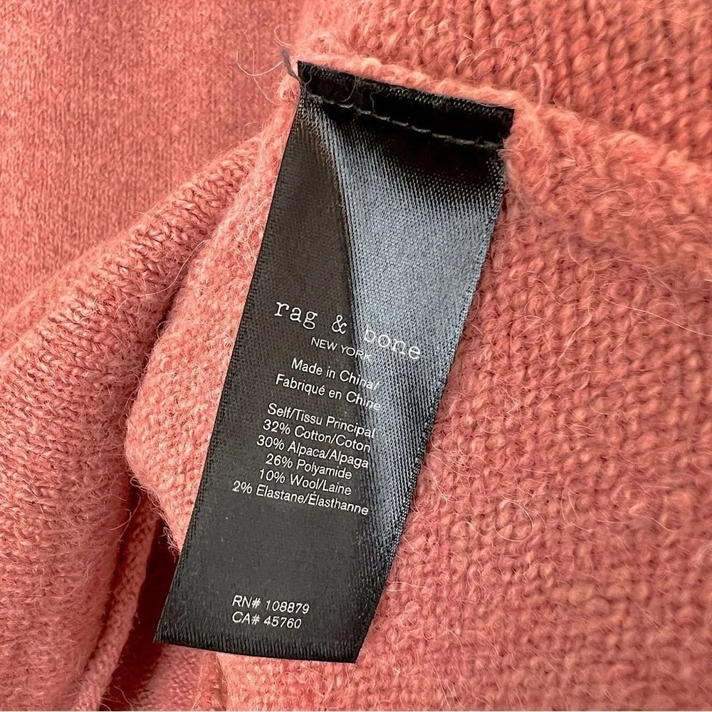 Rag & Bone Alpaca Wool Elsa Crew Sweater Mauve Small Relaxed Cozy Chic Neutral - Picture 9 of 9
